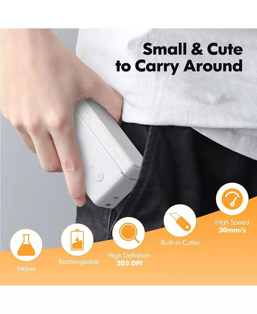 SWIFINT P31-S Portable Bluetooth Label Maker with tape. Features multiple templates for home, office
storage organization. White 5