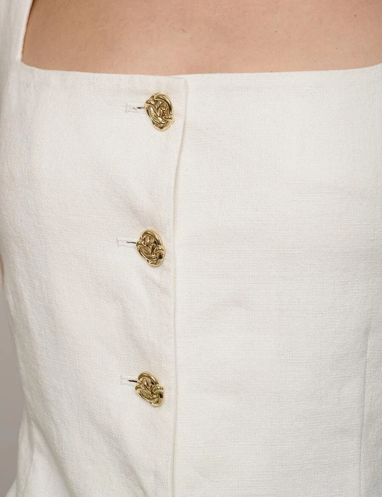 Pixie Market Agatha Gold-Button Linen Top 4