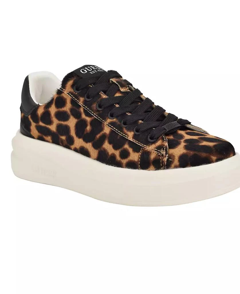 GUESS Women's Elbinah Leopard Pony Lace-Up Sneakers 1