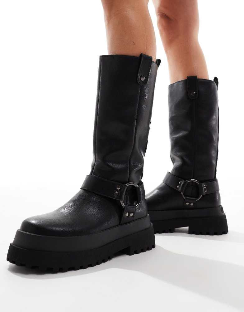 Buffalo Buffalo tall biker boot in black