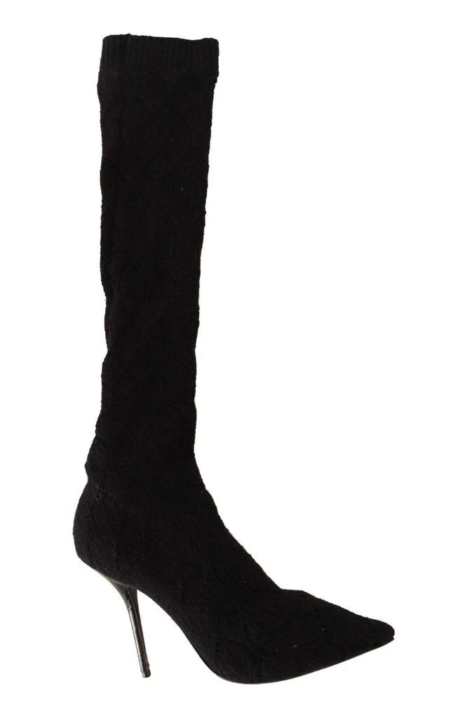 Dolce & Gabbana Dolce & Gabbana Black Stretch Socks Knee High Booties Shoes 1