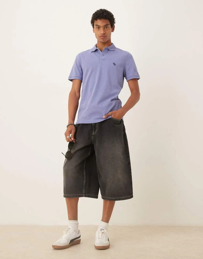 Abercrombie & Fitch Abercrombie & Fitch textured icon detail polo top in purple 2