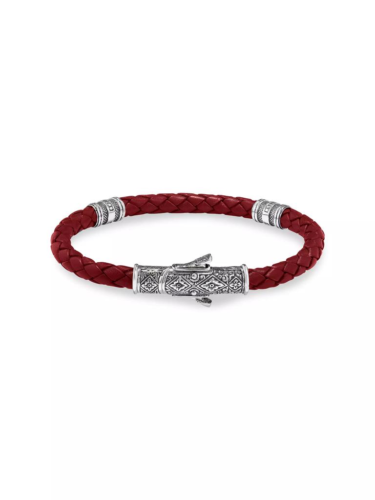 Konstantino Perseus Sterling Silver & Braided Leather Bracelet