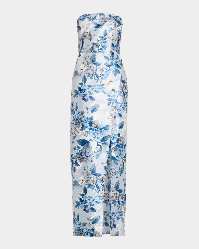 Aidan Mattox Strapless Floral Jacquard Column Gown