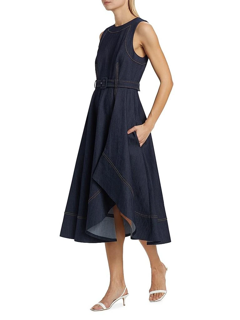 Cinq à Sept Zelda Denim Belted Midi-Dress 4