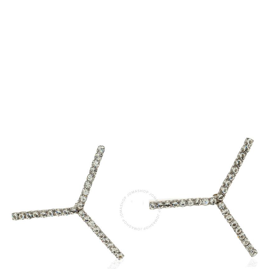 Y/Project Silver Rhinestone Y Embellished Earrings