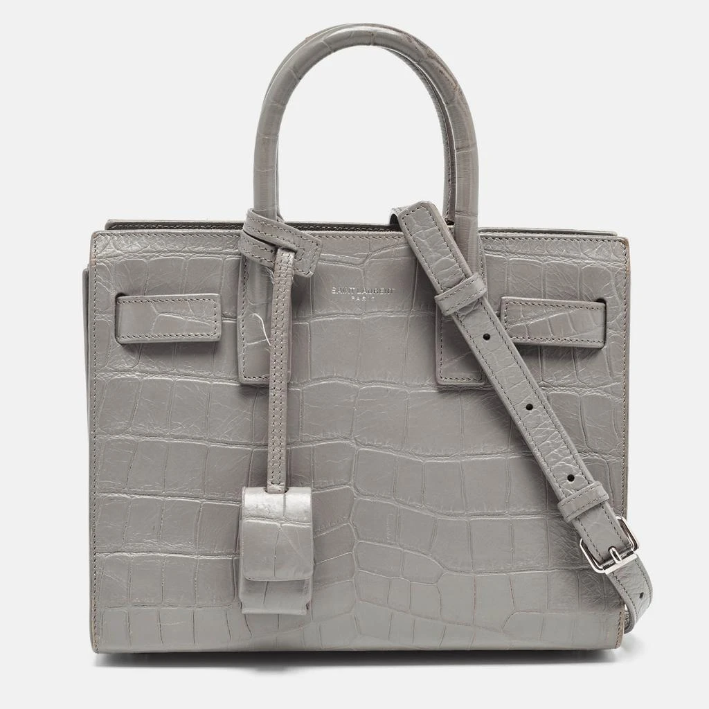 Yves Saint Laurent Saint Laurent Grey Croc Embossed Leather Nano Classic Sac De Jour Tote 1