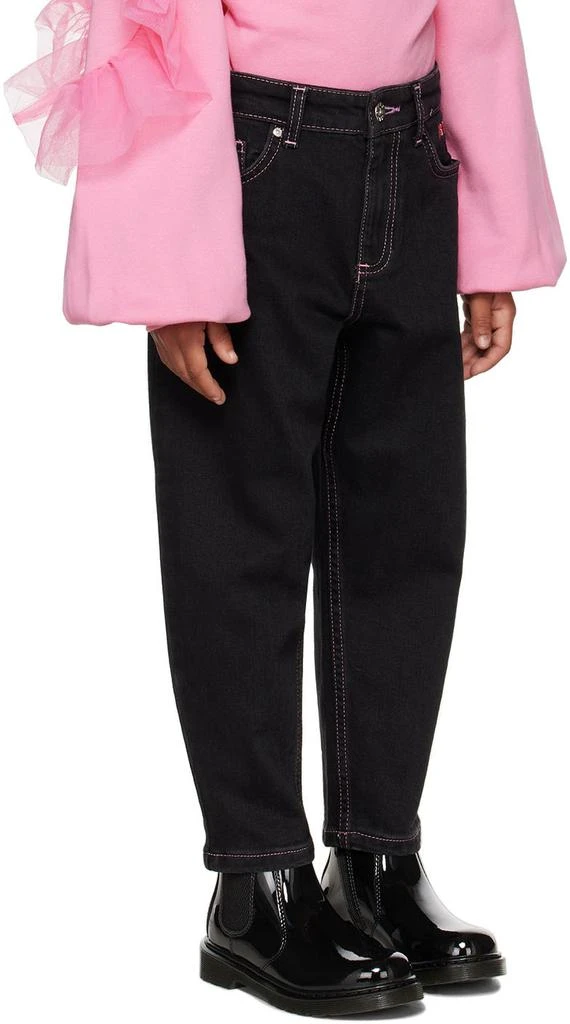 MSGM Kids Black Embroidered Jeans 2