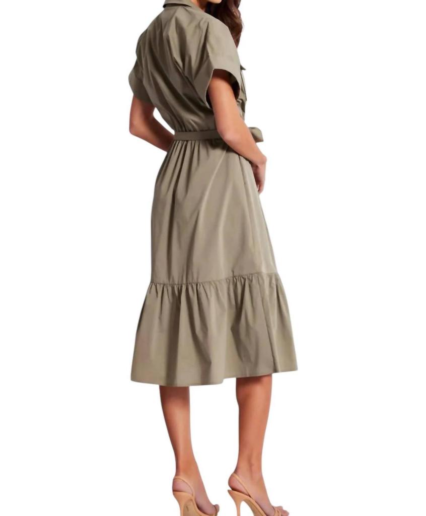 Bishop + Young Tyra Poplin Tiered Dress In Olive
