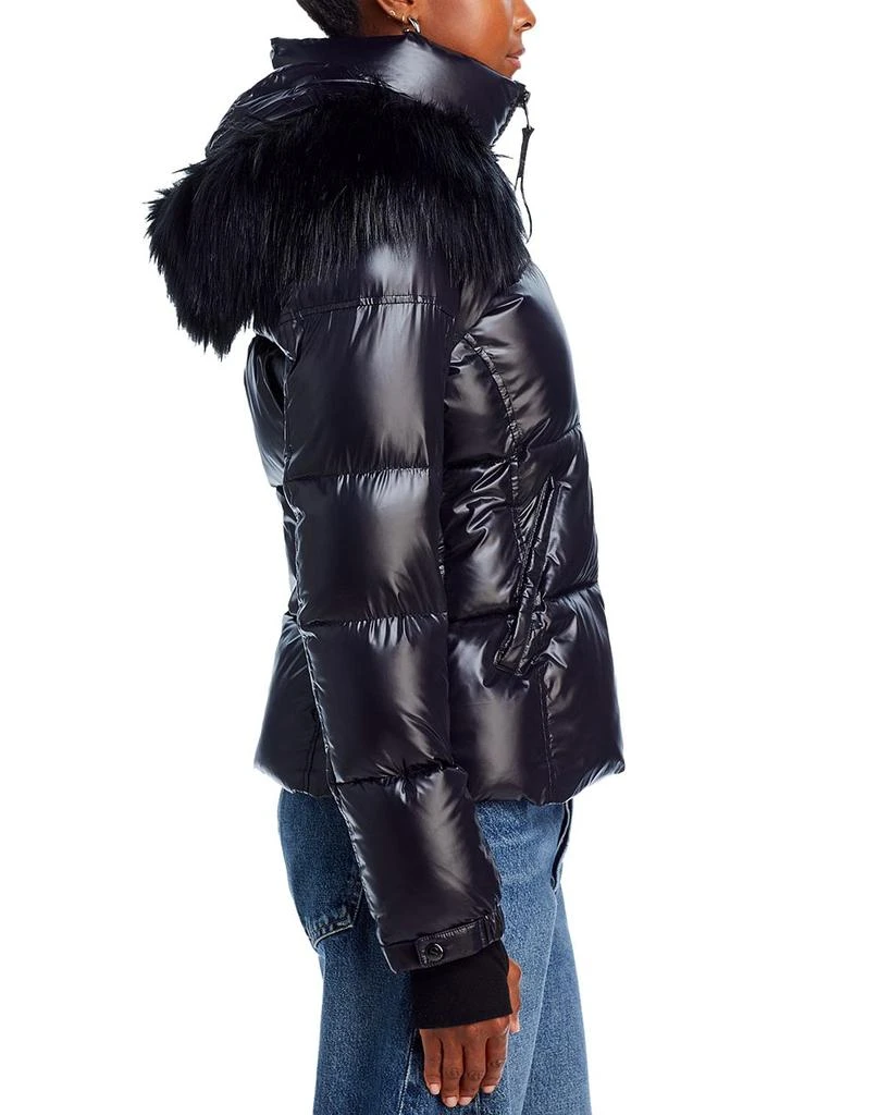 AQUA Faux Fur Trim Gloss Puffer Jacket - Exclusive 4