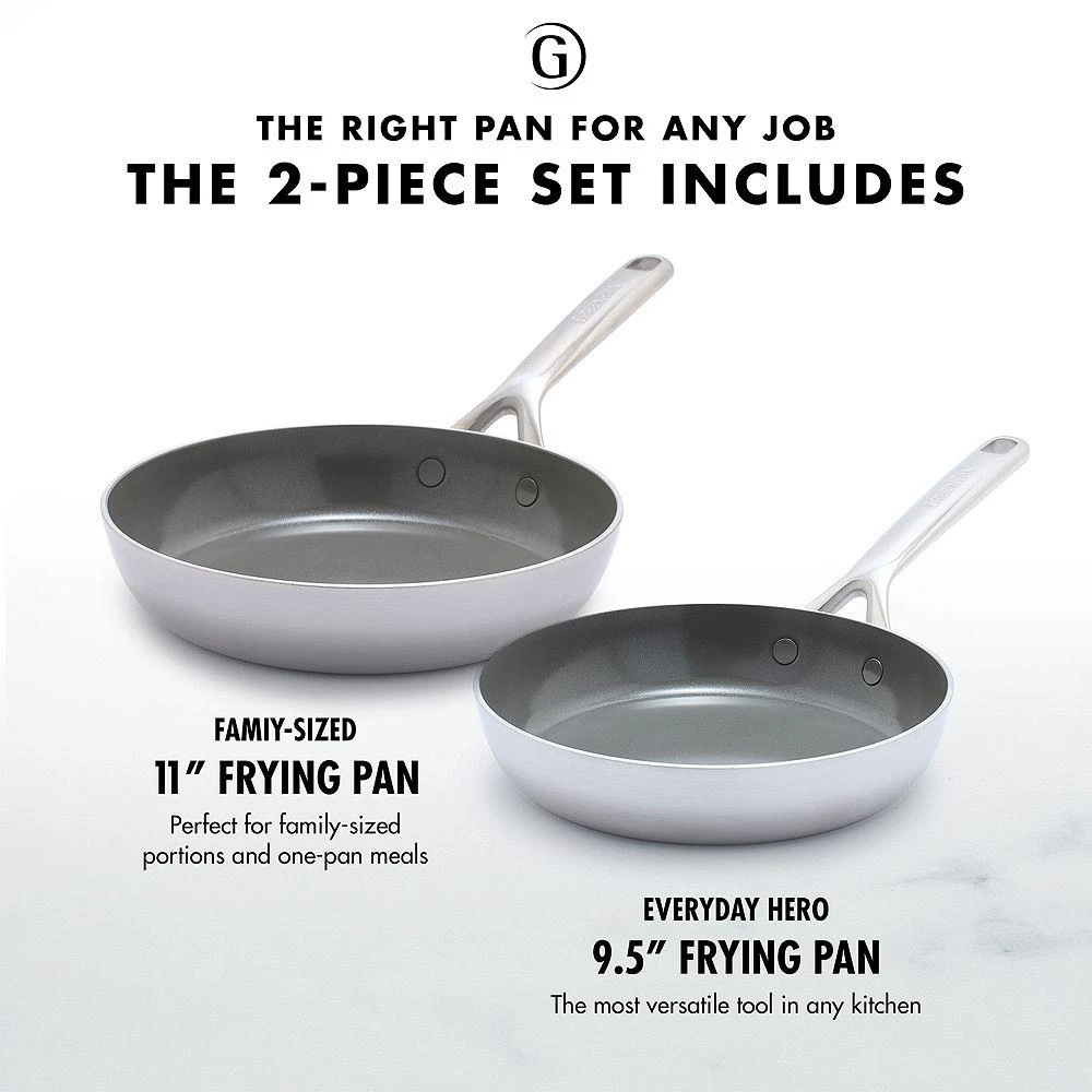 Greenpan GP5 Stainless Steel 9.5" & 11" Frypan Set 3