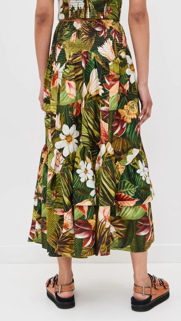 Farm Rio Botanical Forest Asymmetric Yoke Midi Skirt 2