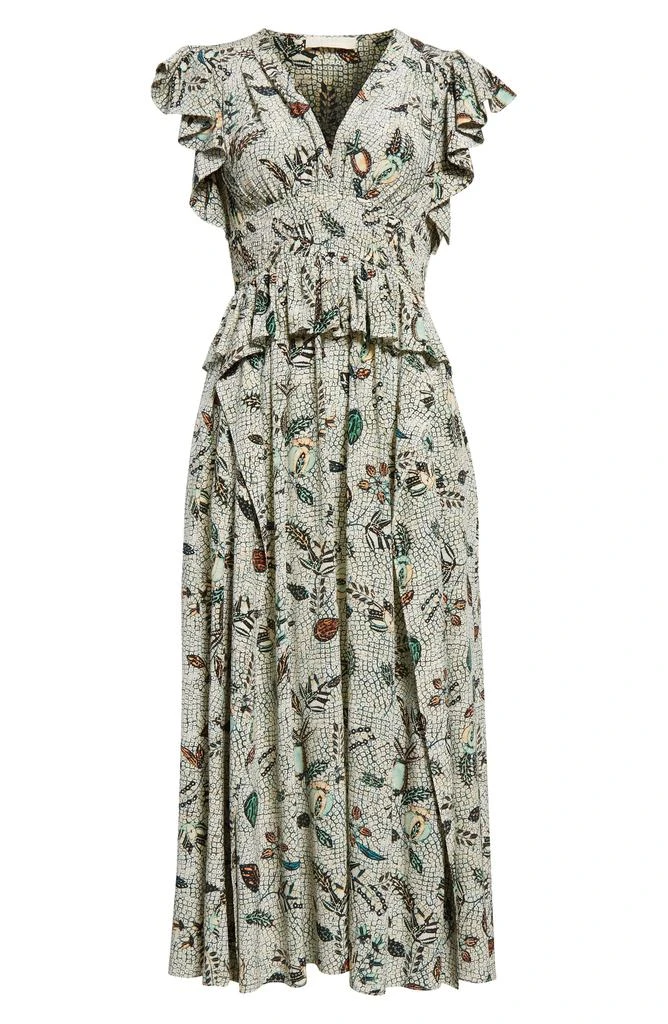 Ulla Johnson Brielle Flutter Sleeve Silk Midi Dress 5