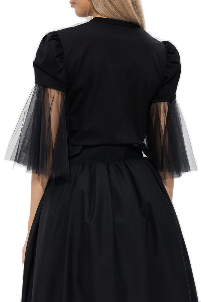 Noir Kei Ninomiya Noir Kei Ninomiya Tulle-Sleeved Crewneck T-Shirt 3