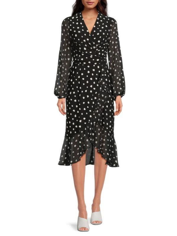 Tommy Hilfiger Polka Dot Midi Faux Wrap Dress 1