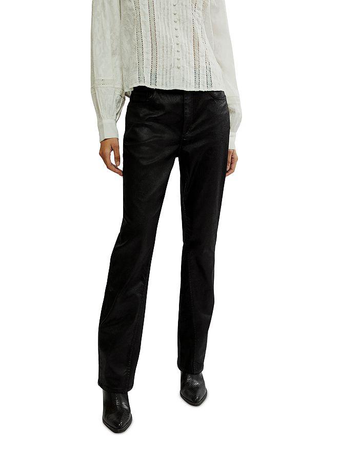 Free People Nocturne Coated High Rise Bootcut Jeans in Ethereal Black