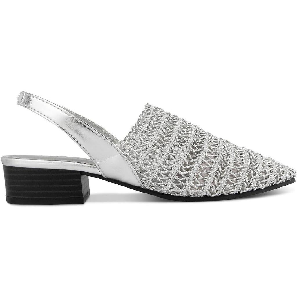 Karen Scott Carlton Womens Crochet Stacked Heel Slingback Sandals