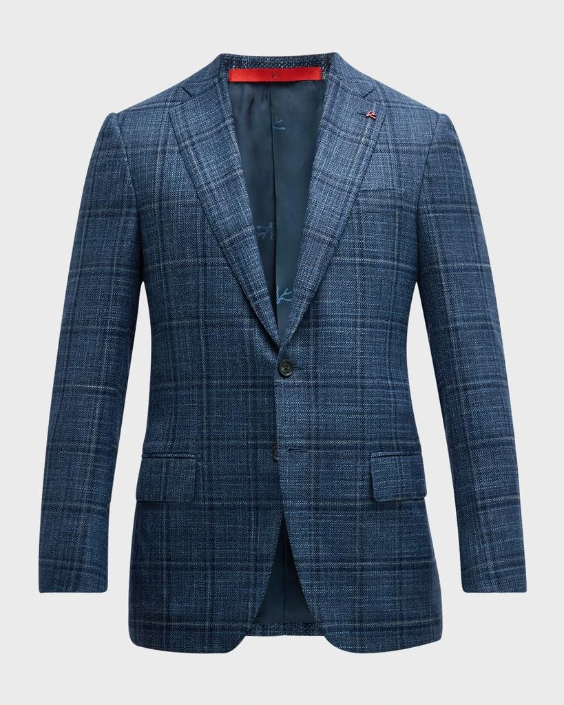 Isaia Men's Blue Windowpane Check Sports Jacket 1