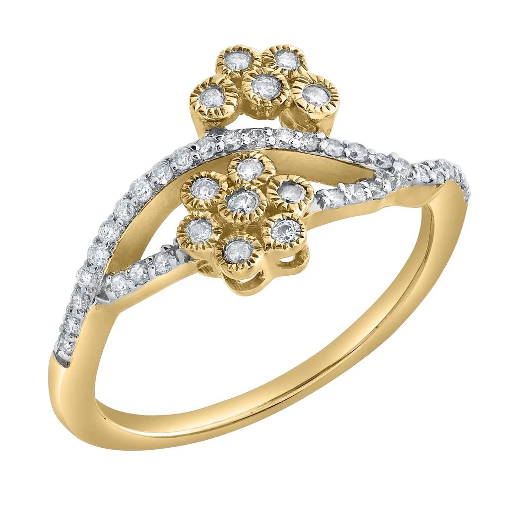 LuvMyJewelry Golden Blossom 0.30 Ct Natural Diamond 10K Gold Ring 2