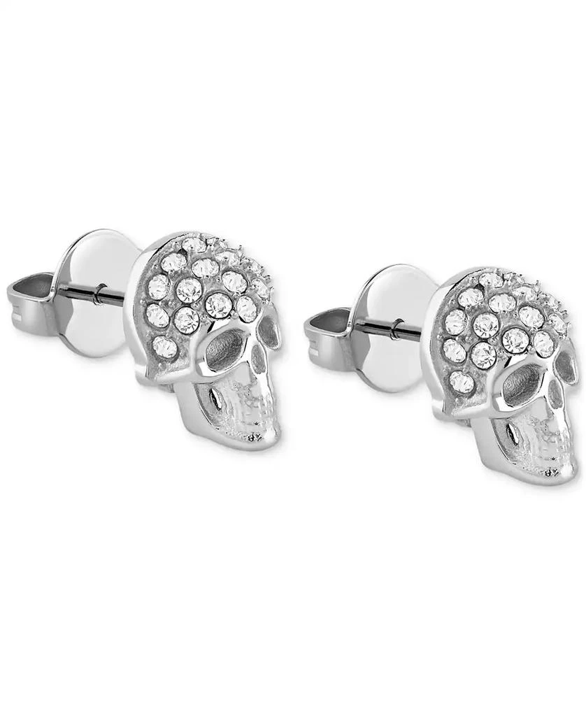 Philipp Plein Enigma Crystal Skull Stud Earrings in Stainless Steel 2