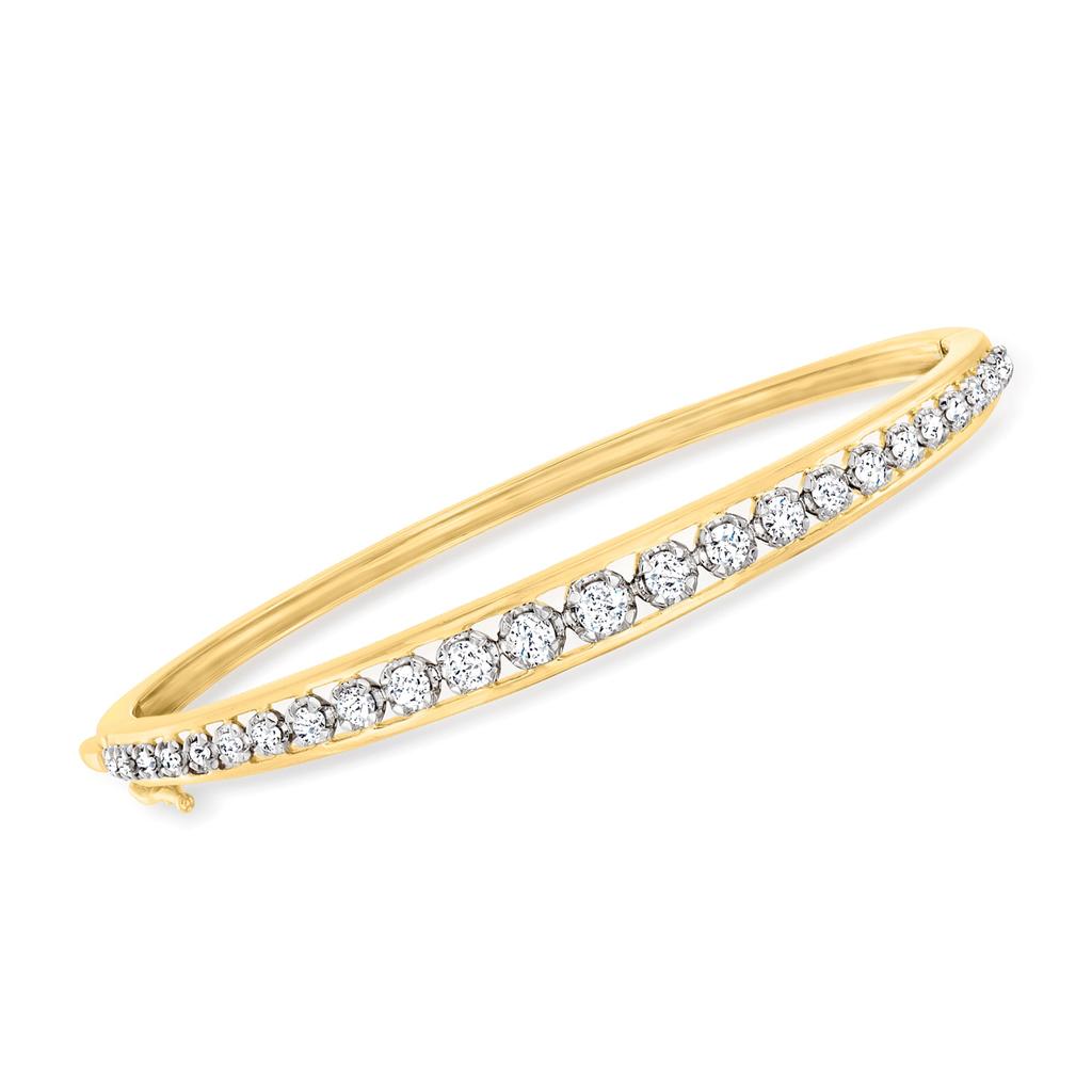 Ross-Simons Ross-Simons Diamond Graduated Bangle Bracelet in 14kt Yellow Gold