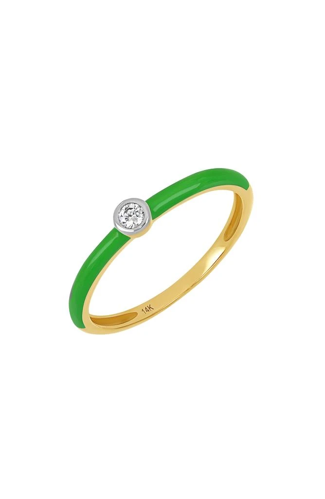 Carrière Jewelry Diamond Green Enamel Stackable Ring