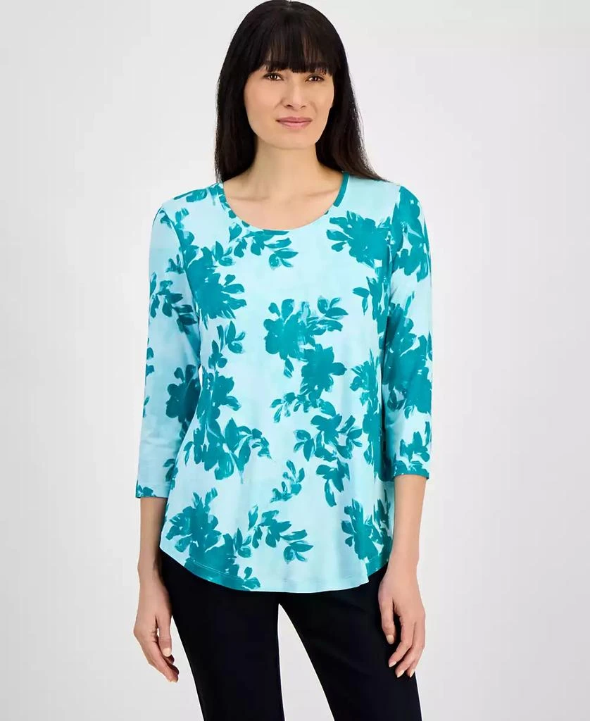 JM Collection Women's Printed Scoop-Neck 3/4-Sleeve Top, Exclusively at Macy's 1