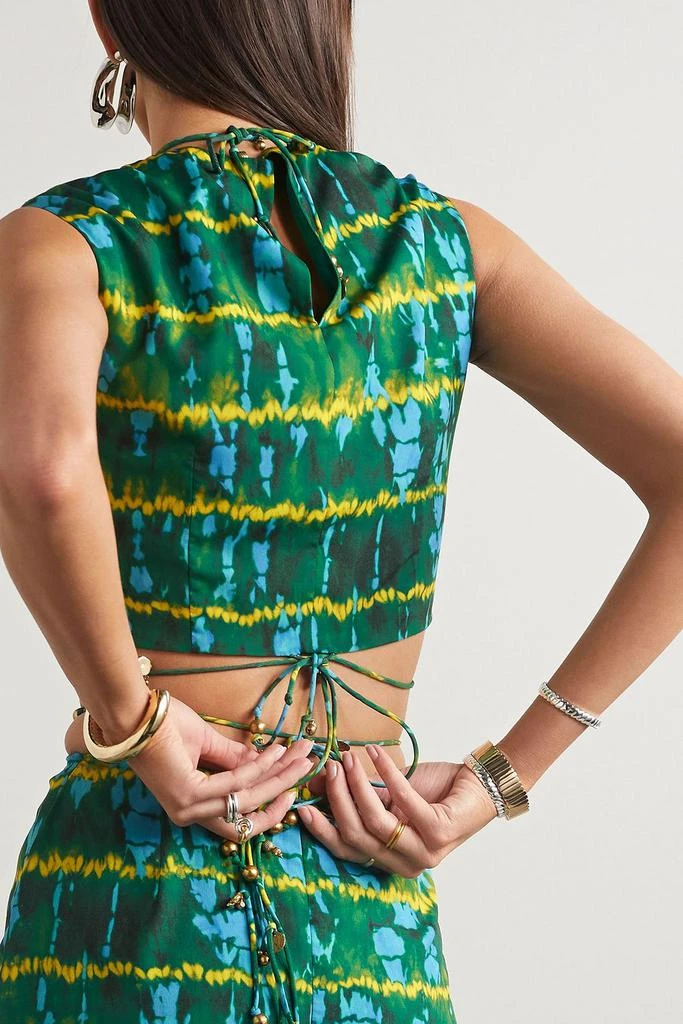 Altuzarra Ayana cropped embellished ruched tie-dyed crepe de chine top 3