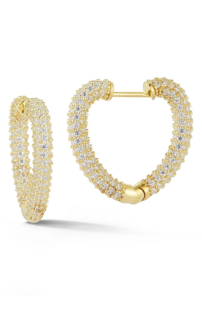 GLAZE JEWELRY Yellow Gold Vermeil Pave CZ Hoop Earrings