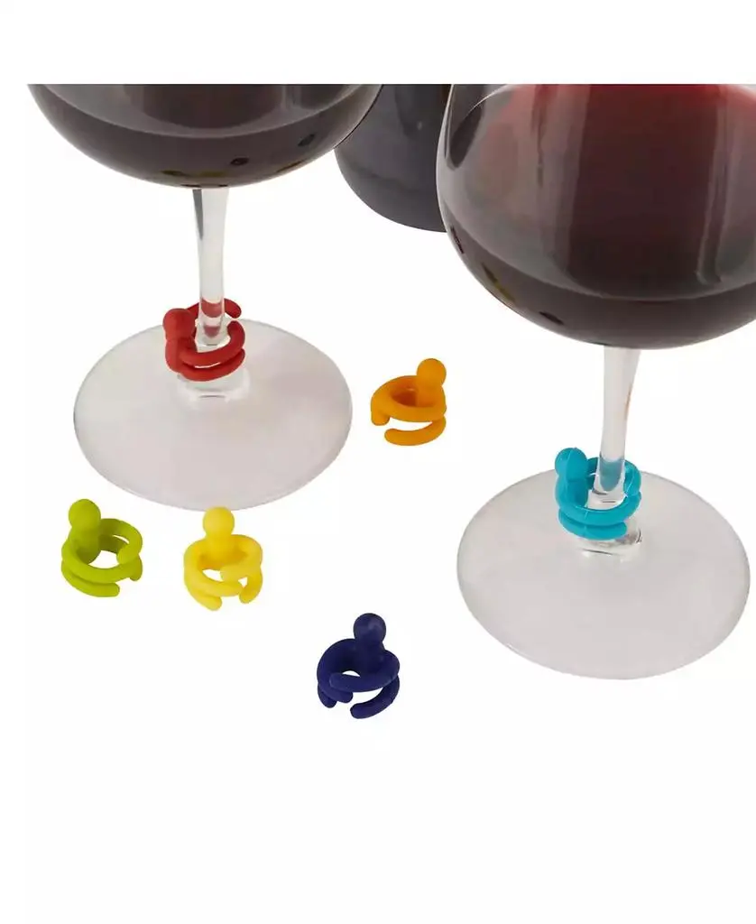RSVP International Basic Silicone Stemware Drink Markers Set 6 Piece