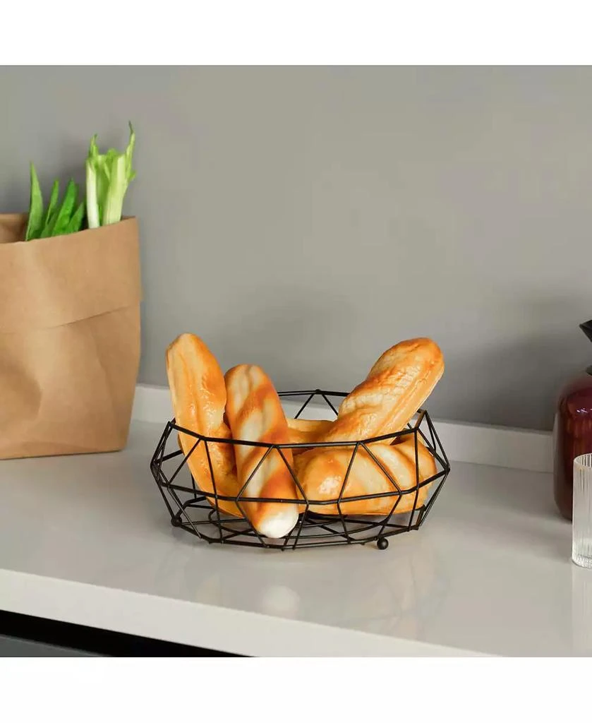 Basicwise 2 Tier Free Standing Countertop Fruit Basket for Kitchen | Detachable Carbon Steel Stable Fruit Storage Organizer for Breads, Snacks, and Vegetable, Black 3
