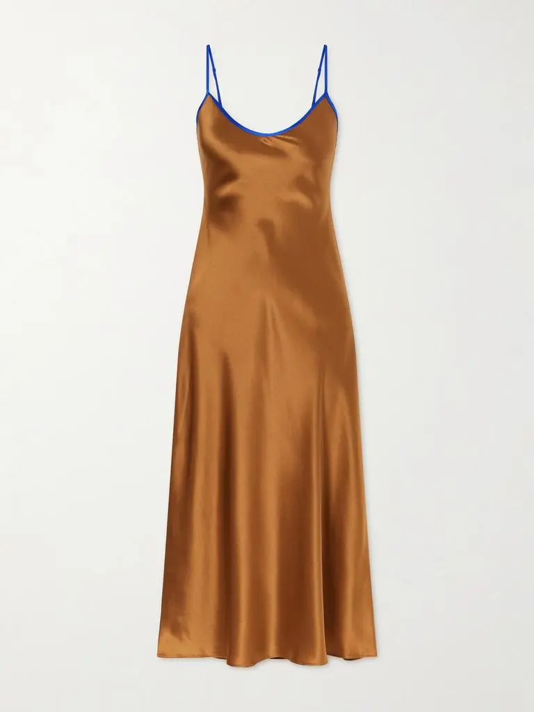 Comme Si Silk-charmeuse Midi Dress - Dark brown