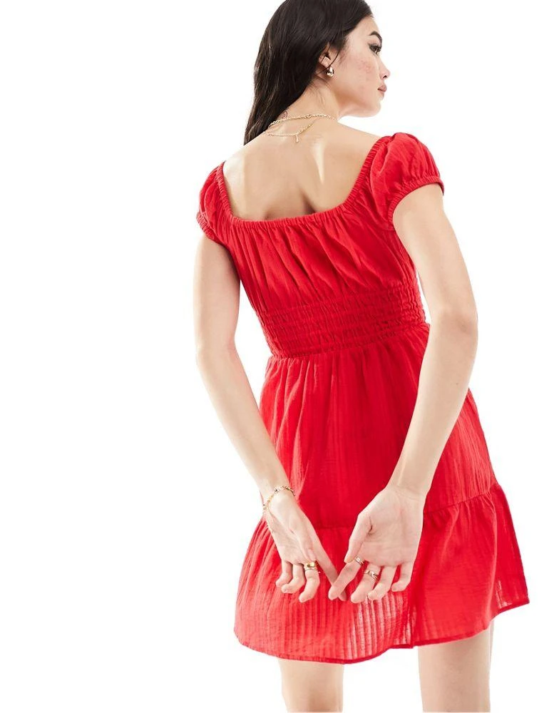 Rhythm Rhythm raya cap sleeve beach mini dress in red 4