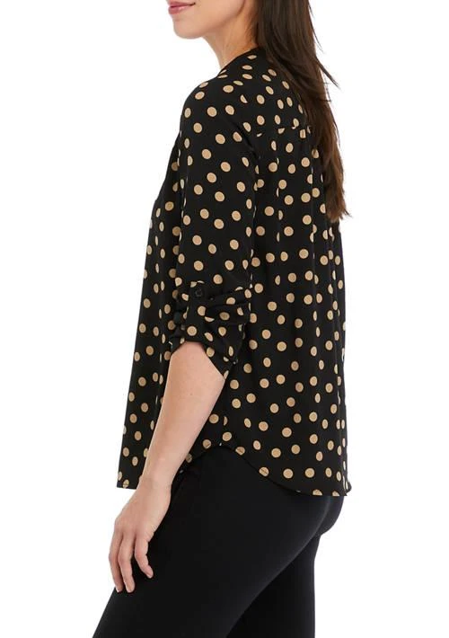 AK Anne Klein Anne Klein Petite 3 4 Sleeve V Neck Pleat Front Tunic Top 3