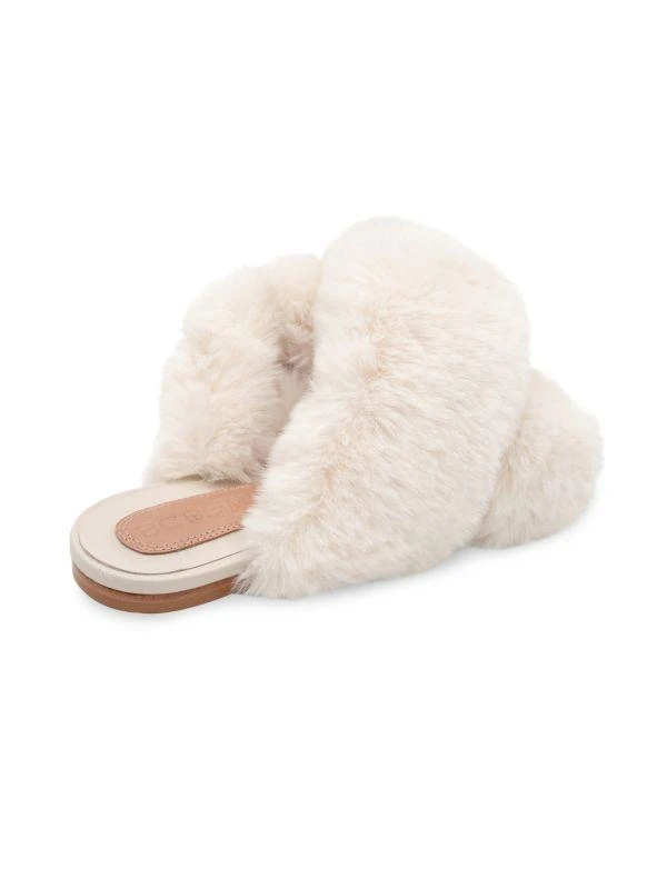 BCBG Thea Crisscross Faux Fur Flat Sandals 2