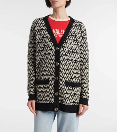 Valentino Toute La V virgin wool jacquard cardigan 5