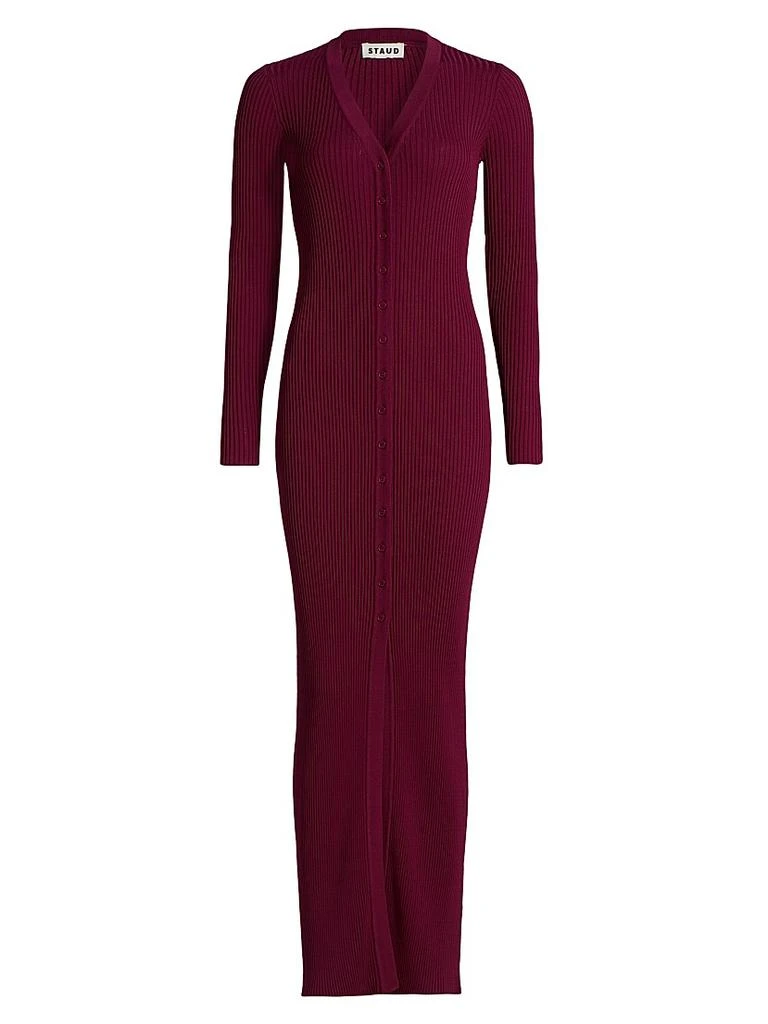 knee length dresses for ladies Staud Women's Shoko Ribbed Sweater Dress - Multi - Size M