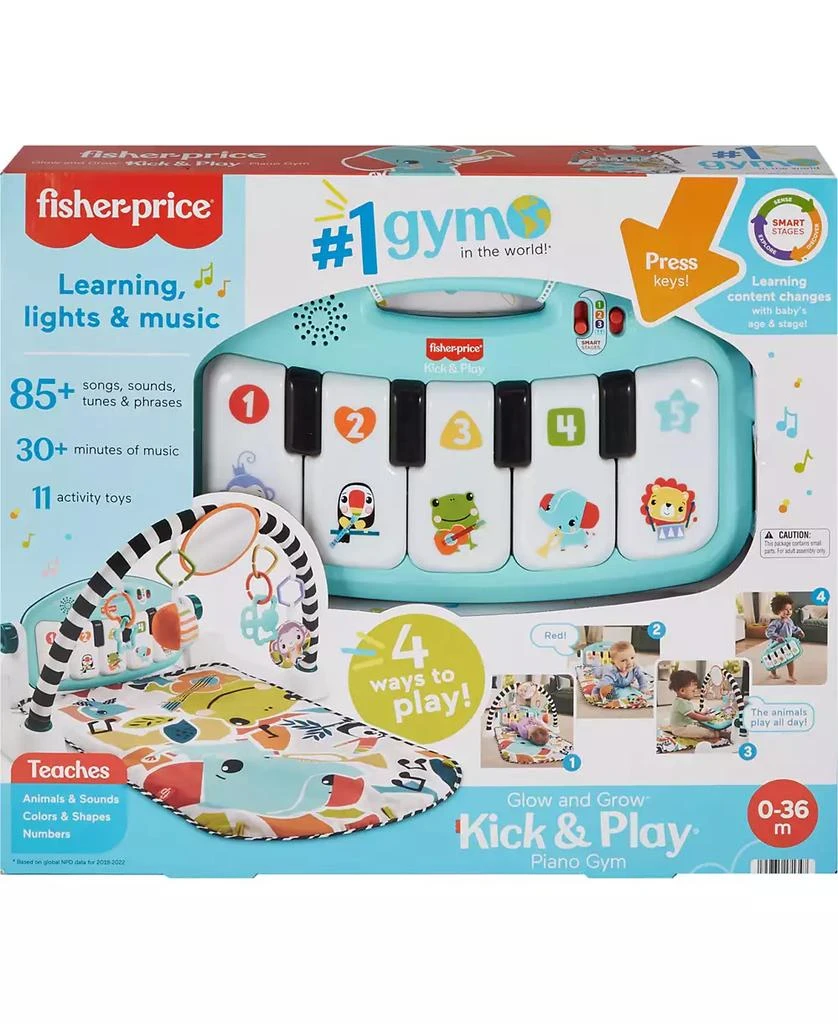 Fisher Price Glow and Grow Kick Play Piano Gym Baby Playmat with Musical Learning Toy 2