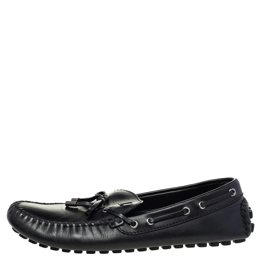Louis Vuitton Louis Vuitton Black Leather Bow Slip On Loafers Size 43.5 2
