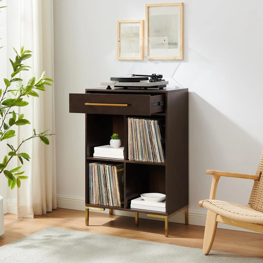 Crosley Juno Record Storage Cube Bookcase Dark Brown 3