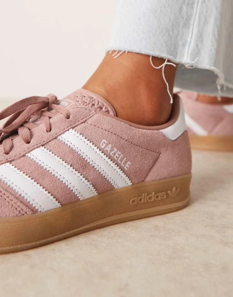 adidas gazelle silver green womens adidas Gazelle Indoor Shoes - Women's - Sandy Pink / Cloud White / Gum main image 0
