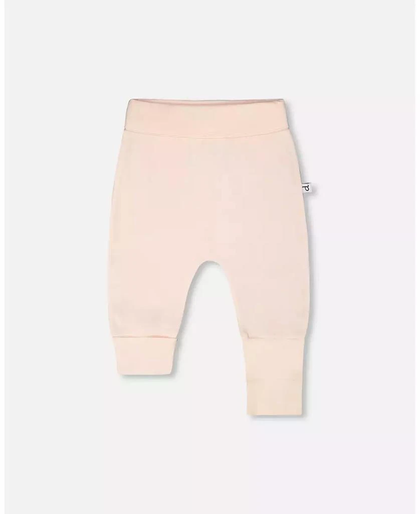 Deux par Deux Baby Girls 2 Pack Cotton Jersey Evolutive Pants Peach and Peach Deer Print 2