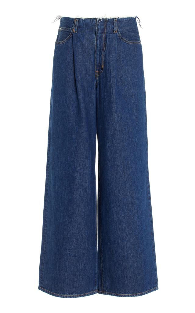 SLVRLAKE SLVRLAKE - Taylor Pleated Rigid Low-Rise Wide-Leg Jeans - Dark Wash - 25 - Moda Operandi