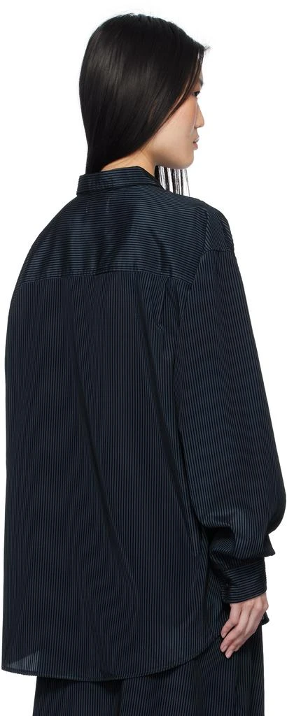 Gil Rodriguez Navy & Black 'The Big Flocked Stripe Button Up' Shirt 3