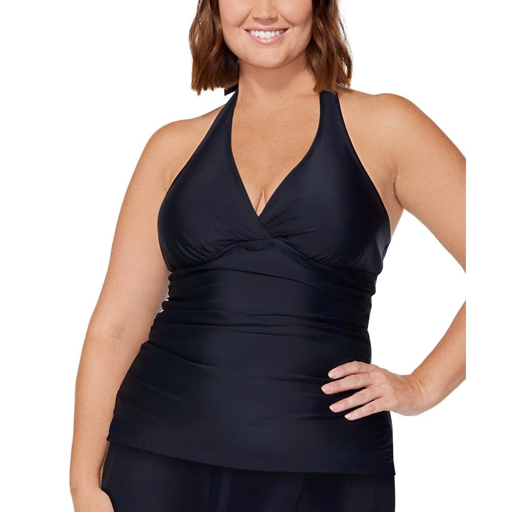 Island Escape Plus Size Halter Tankini Top, Created for Macy's 1