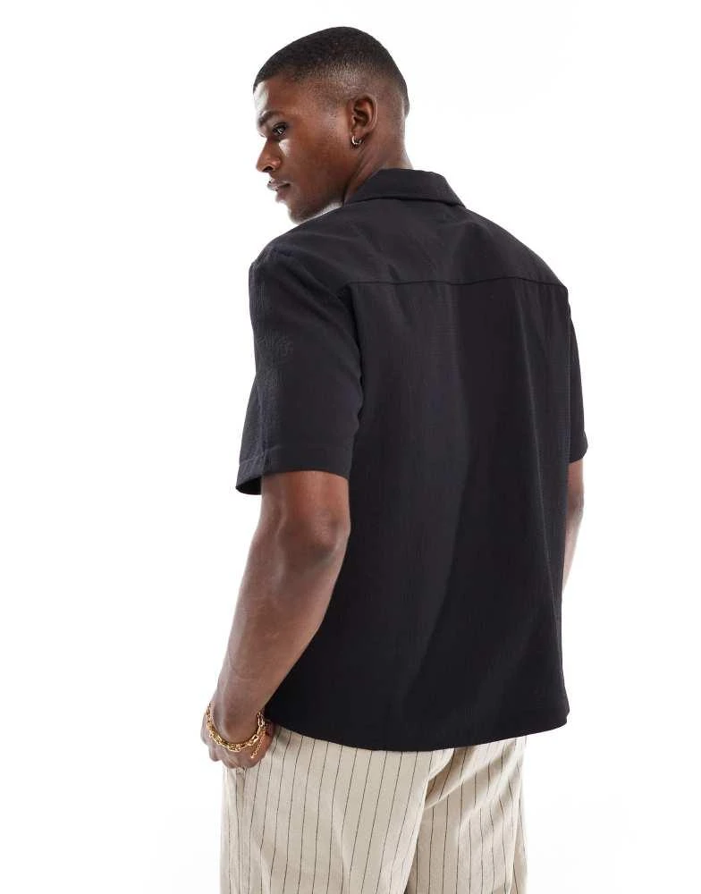 River Island River Island seersucker shirt in black 2