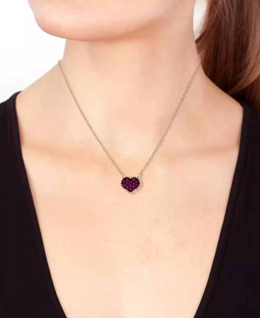 Effy EFFY® Ruby (1/8 ct. t.w.) Heart 16" Pendant Necklace in 14k Rose Gold 2