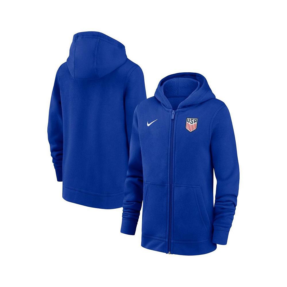 Nike Big Boys and Girls Royal USMNT Club Full-Zip Hoodie Sweatshirt