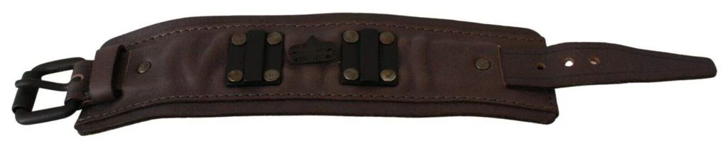 Scervino Street Scervino Street Brown Leather Branded Wide Buckle Closure Bracelet 4