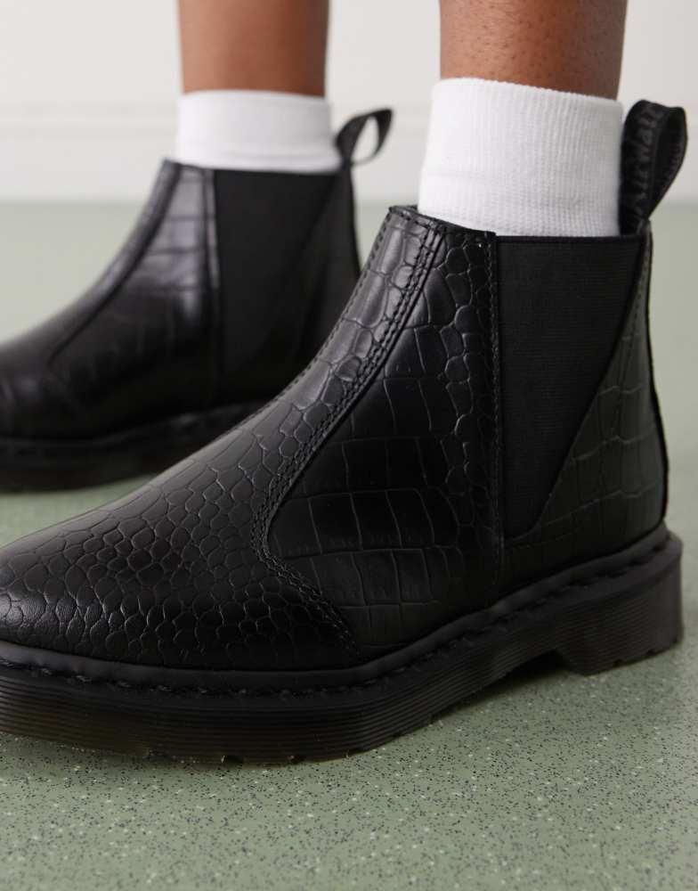 Shop Dr Martens II Bianca Croco Chelsea boot in black on Sale at